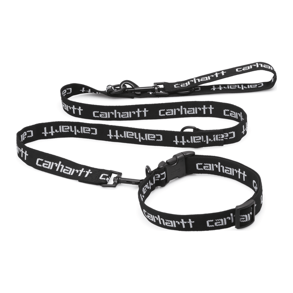 Autres - Carhartt WIP - Script Dog Leash And Collar // Black/White - Stoemp