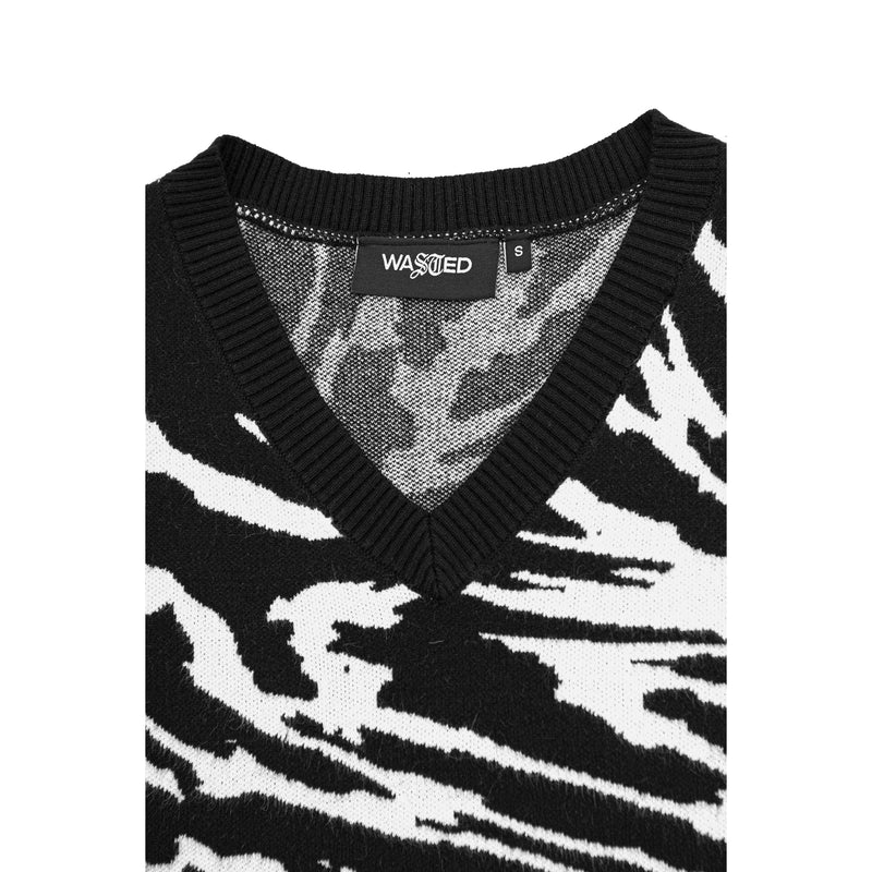 Pulls - Wasted Paris - WM Sweater Vest Harvey // Allover Black & White - Stoemp