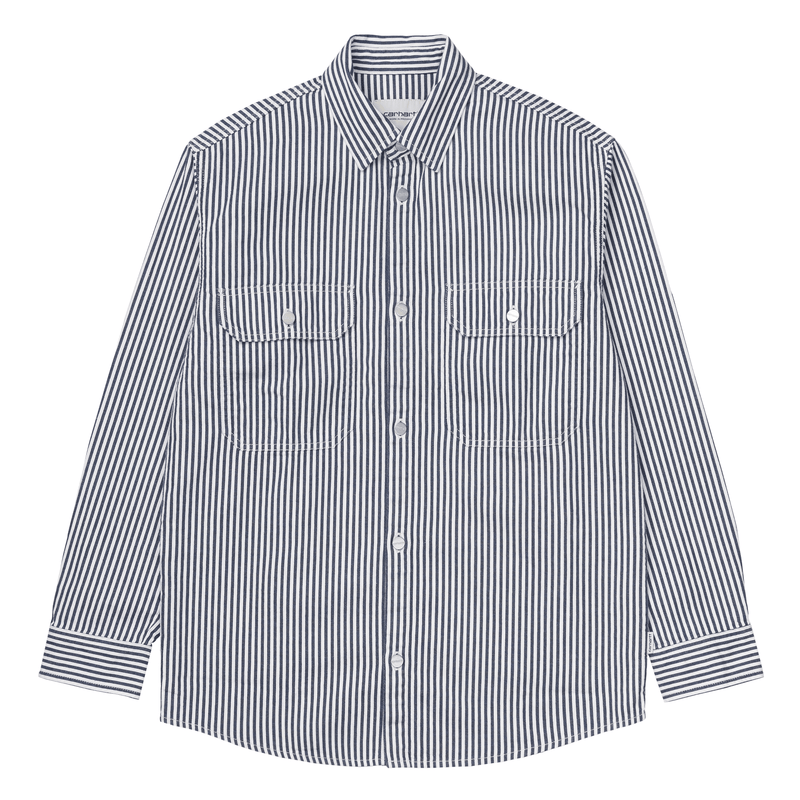 Dark Gray W LS Great Master Shirt // Blue/White Rinsed Chemises Carhartt WIP