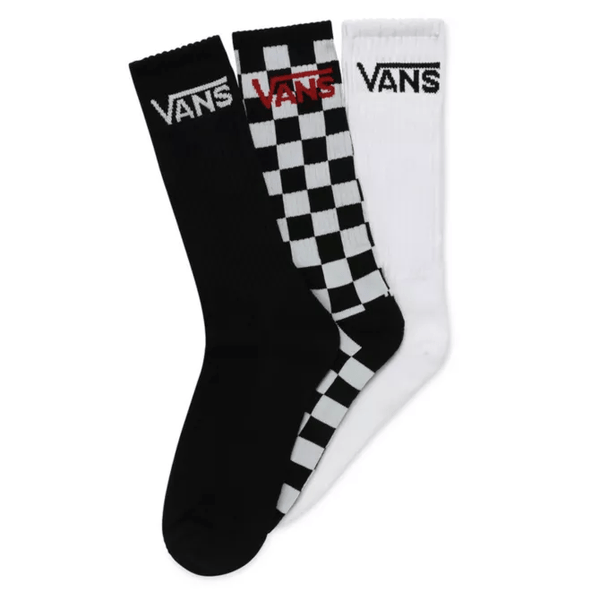 Black Classic Crew Sock (3 Pairs) // Black/Checkerboard/White Chaussettes Vans