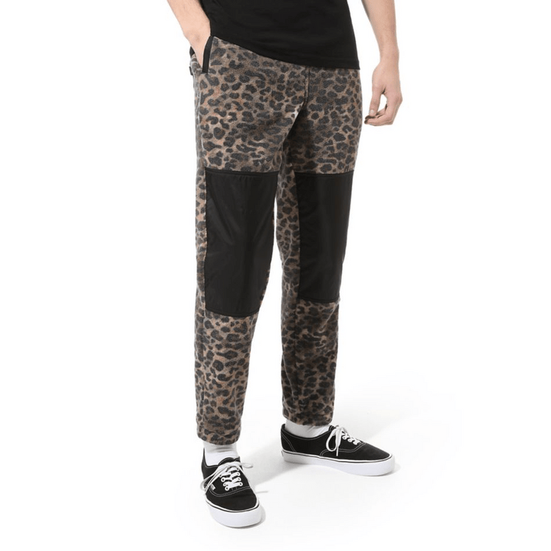 Dark Slate Gray Polar Fleece Pant // Leopard Print Pantalons Vans