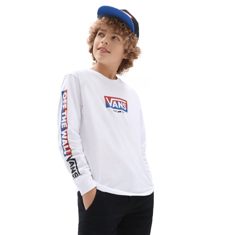 T-shirts - Vans - Easy Logo LS Boys // White - Stoemp