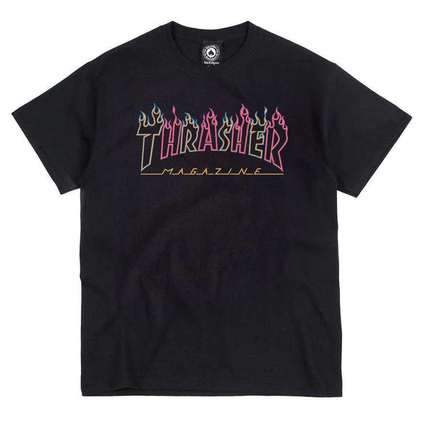 T-shirts - Thrasher - Double Flame Neon SS Tee // Black - Stoemp